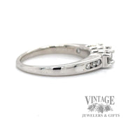 Princess cut natural diamond three stone 14kw gold ring with accented diamond shoulders side2