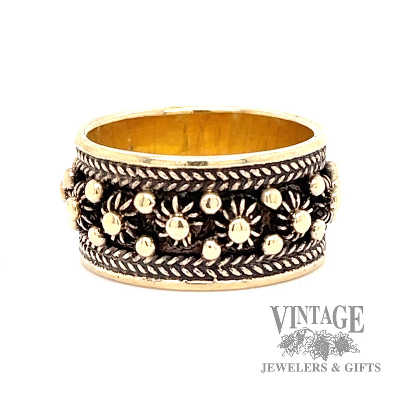 Vintage 14k gold textured and antiqued ring band