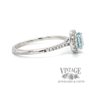 Aquamarine and diamond 14kw gold ring side2
