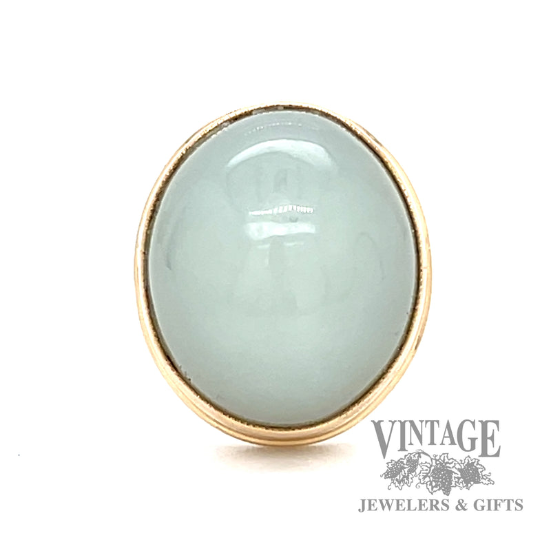Prasiolite cabochon 14k gold ring
