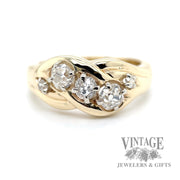 Diamond 14k gold wrapped band ring