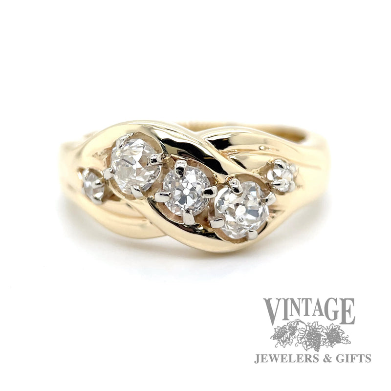 Diamond 14k gold wrapped band ring