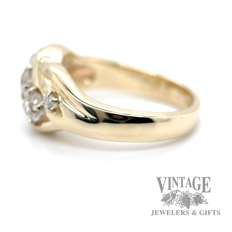 Diamond 14k gold wrapped band ring side1