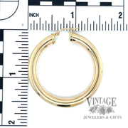 40 mm 14k gold 5mm tube hoop earrings scale
