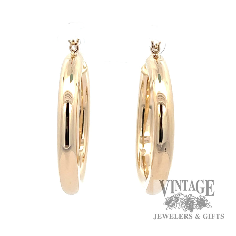 30 mm 14k gold 3.5 mm tube hoop earrings