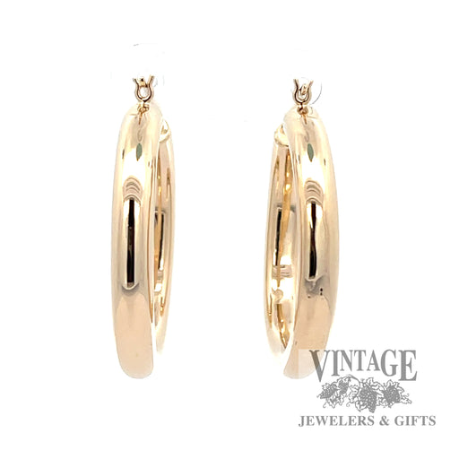 30 mm 14k gold 3.5 mm tube hoop earrings