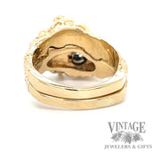 Diamond freeform nugget design 14k gold interlocking ring set bottom