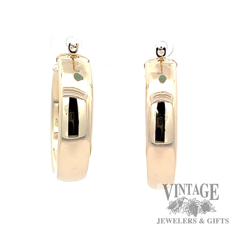 25 mm 14k gold flat tubes hoop earrings