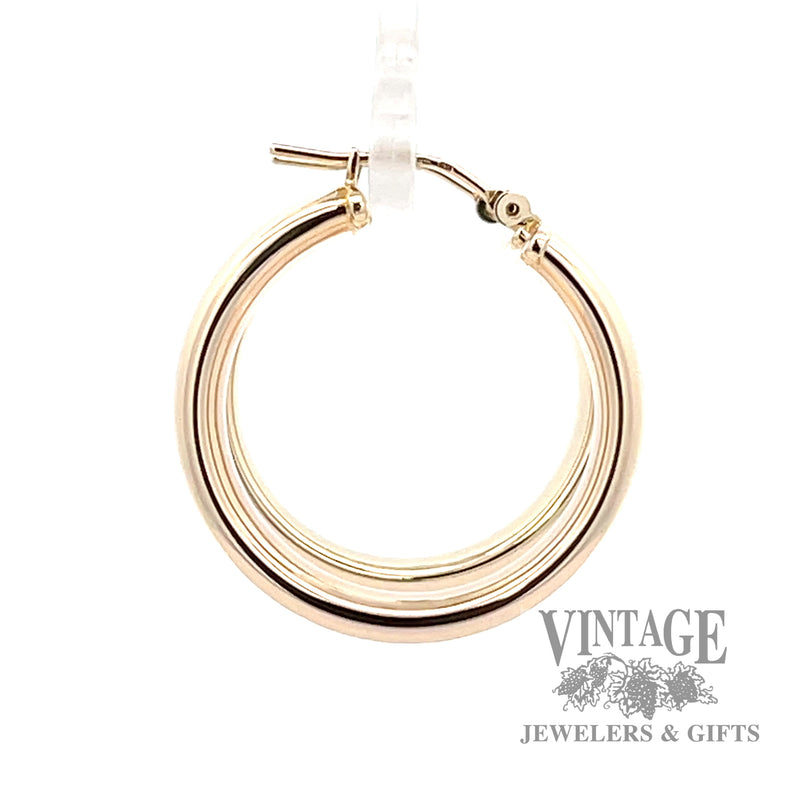 25 mm 14k gold flat tubes hoop earrings