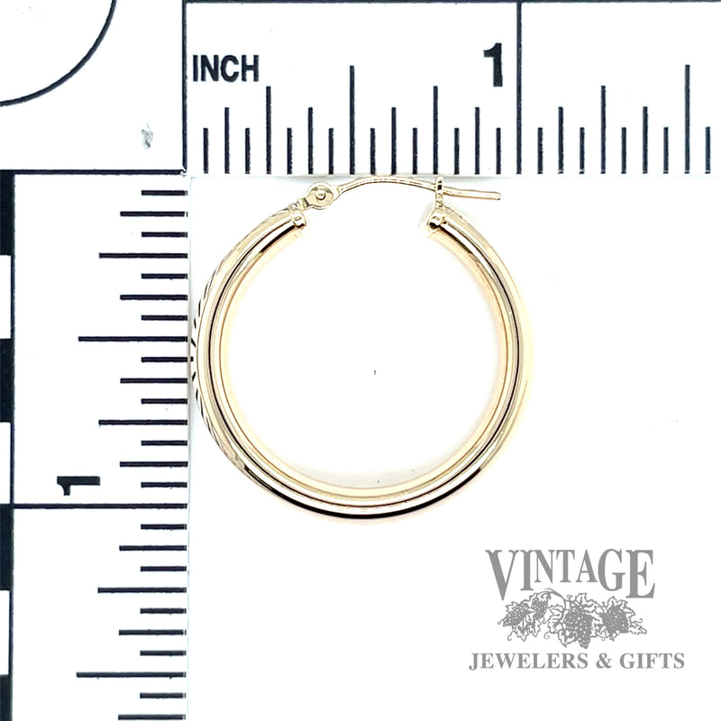 25 mm 14k gold flat tubes hoop earrings
