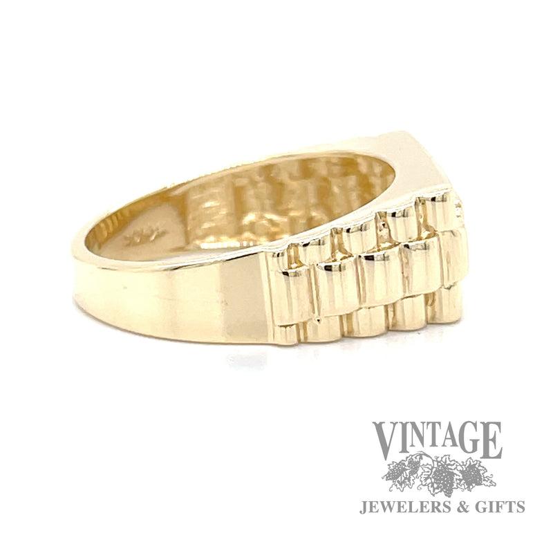Diamond signet watch link style 10k gold ring
