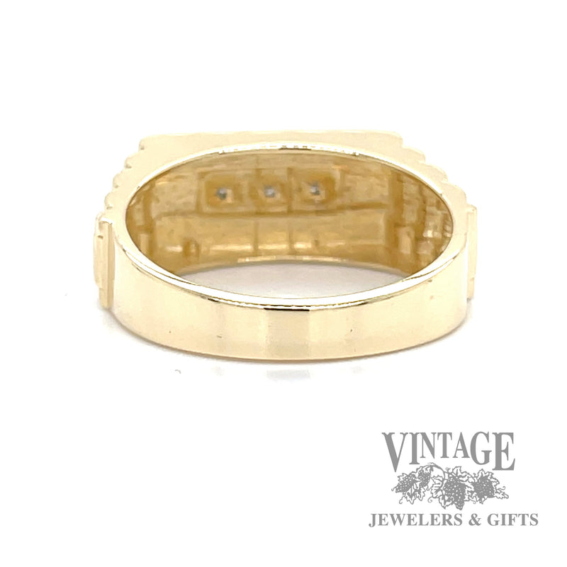 Diamond signet watch link style 10k gold ring