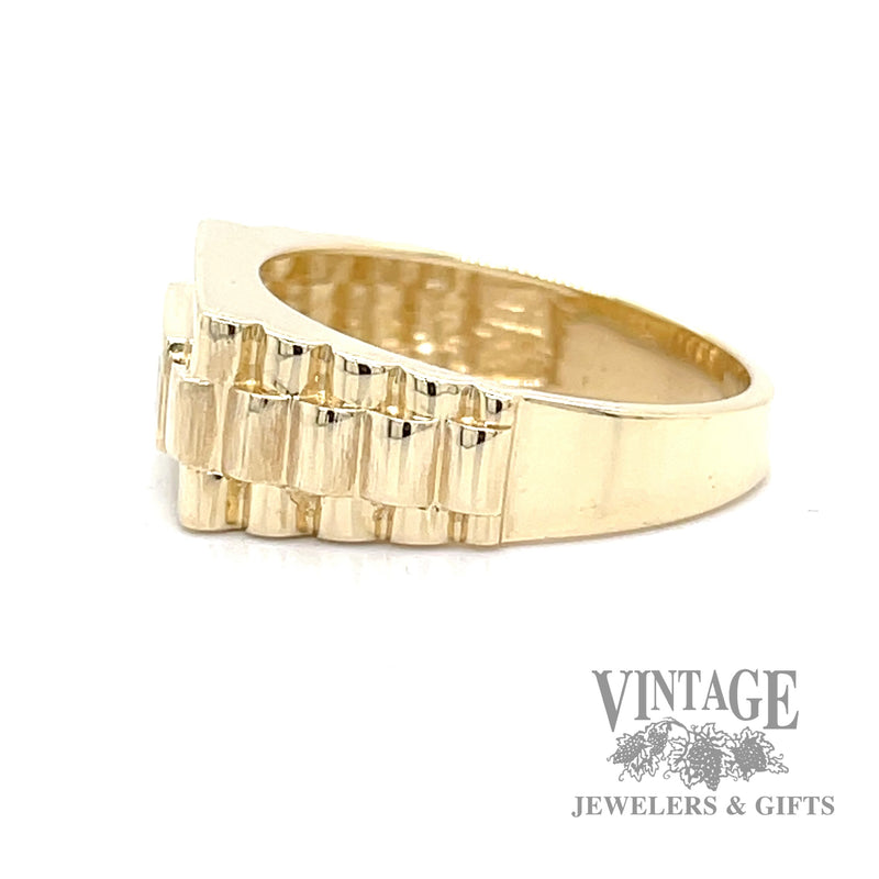 Diamond signet watch link style 10k gold ring