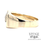 Textured diamond retangular 10k gold ring side