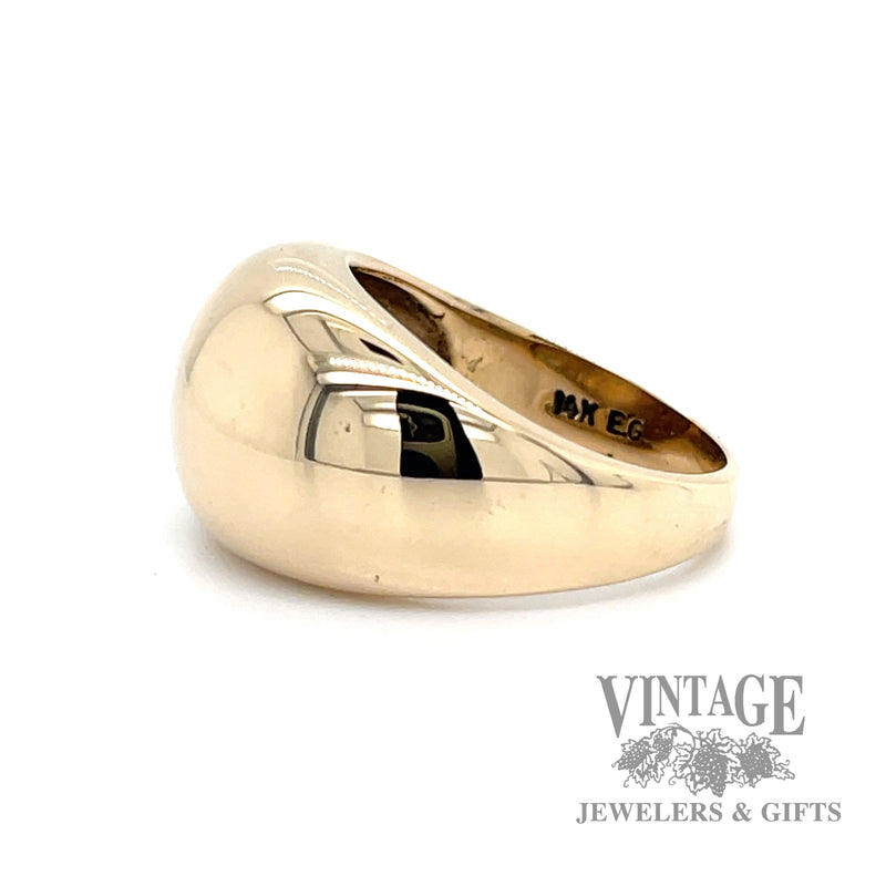 Domed 14k gold ring side