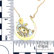 Art Nouveau 14k gold glass enameled floral 14k gold 19" necklace back and scale