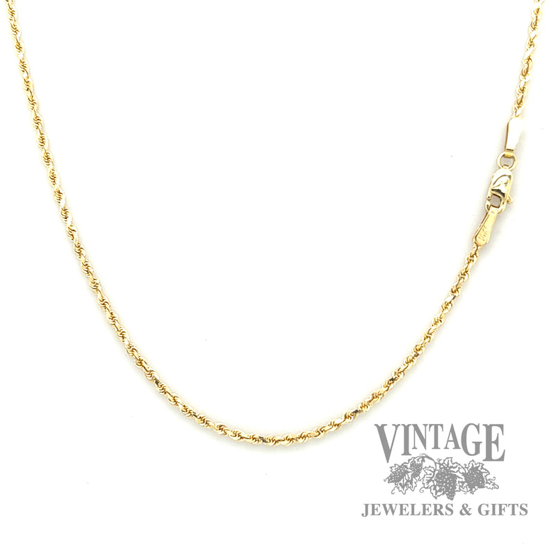 16" 14k solid gold 1.5 mm rope chain necklace