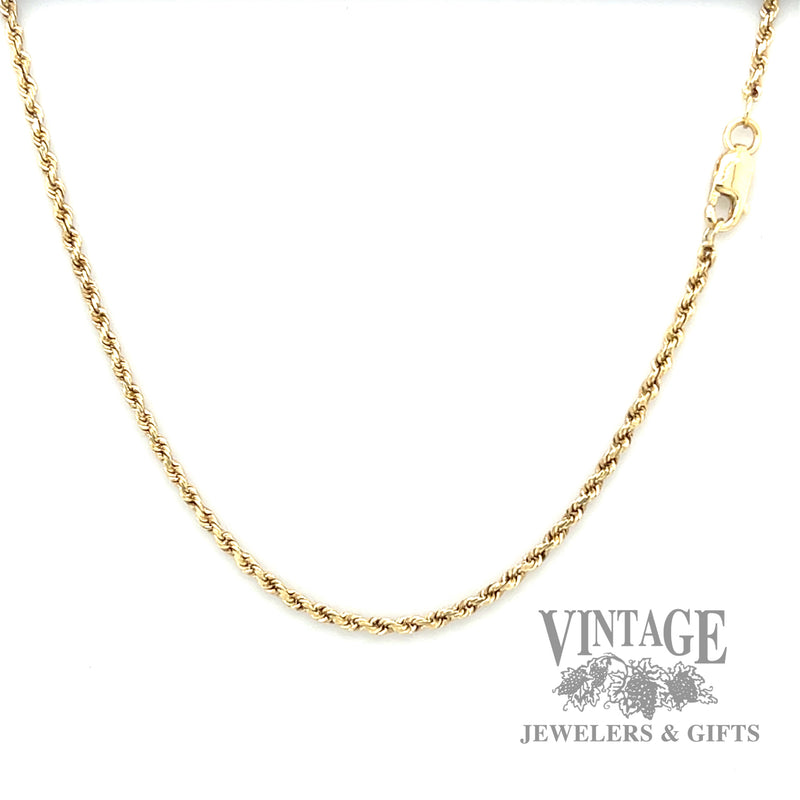18" 14k solid gold 1.7 mm rope chain necklace