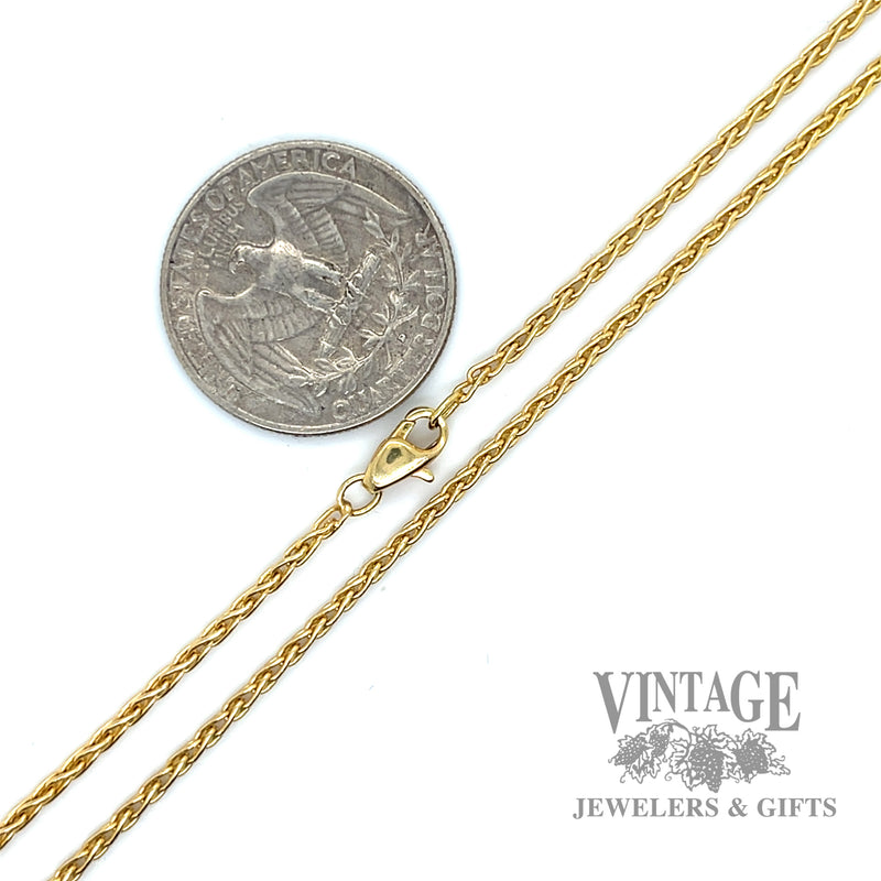 18" 14k gold 1.8 mm wheat chain necklace