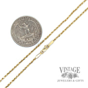 16" 14k solid gold 1.5 mm rope chain necklace scale