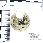 Hand engraved 14k flat drop earrings scale