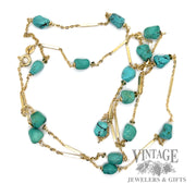 Turquoise 14k gold station chain necklace total