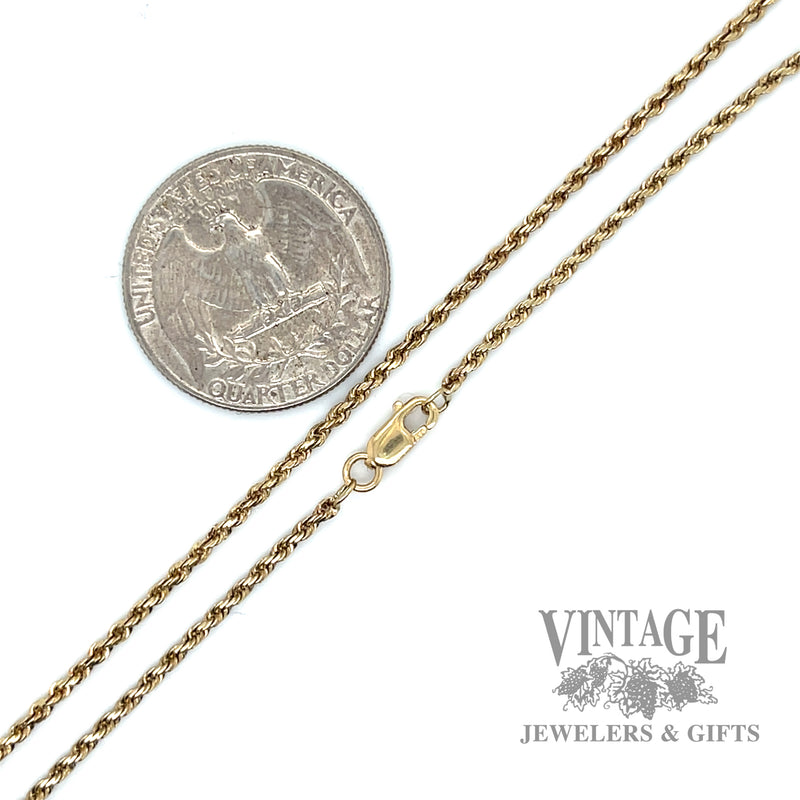 18" 14k solid gold 1.7 mm rope chain necklace scale