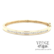 Hinged 14k gold diamond bangle bracelet
