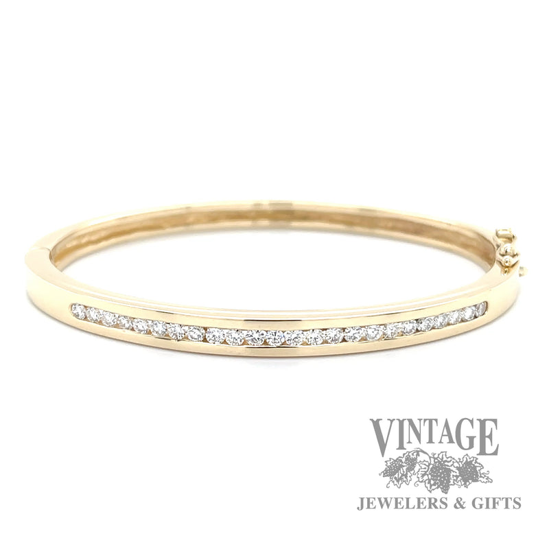 Hinged 14k gold diamond bangle bracelet