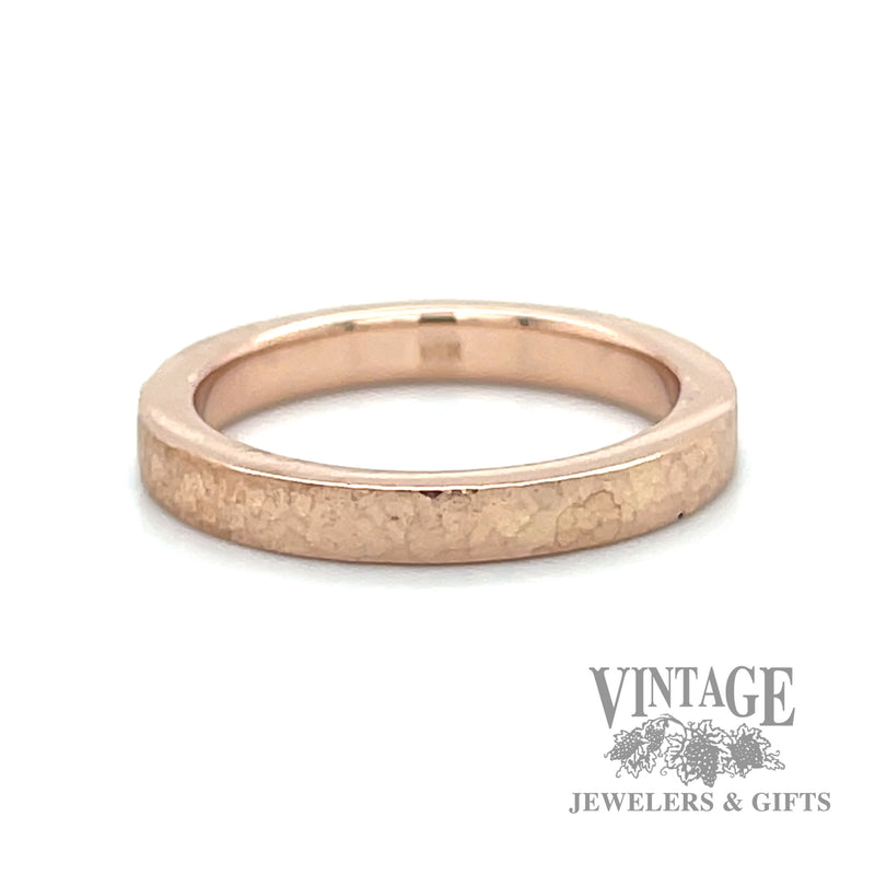 Hammered 14k rose gold ring band