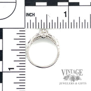 Antique engraved 18k white gold and diamond ring scale