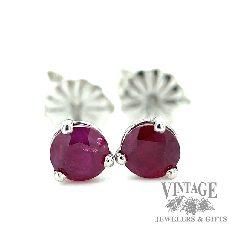 Natural Ruby and Platinum martini stud earrings
