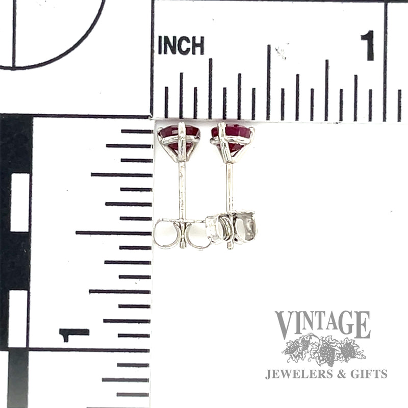 Natural Ruby and Platinum martini stud earrings scale