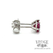 Natural Ruby and Platinum martini stud earrings side