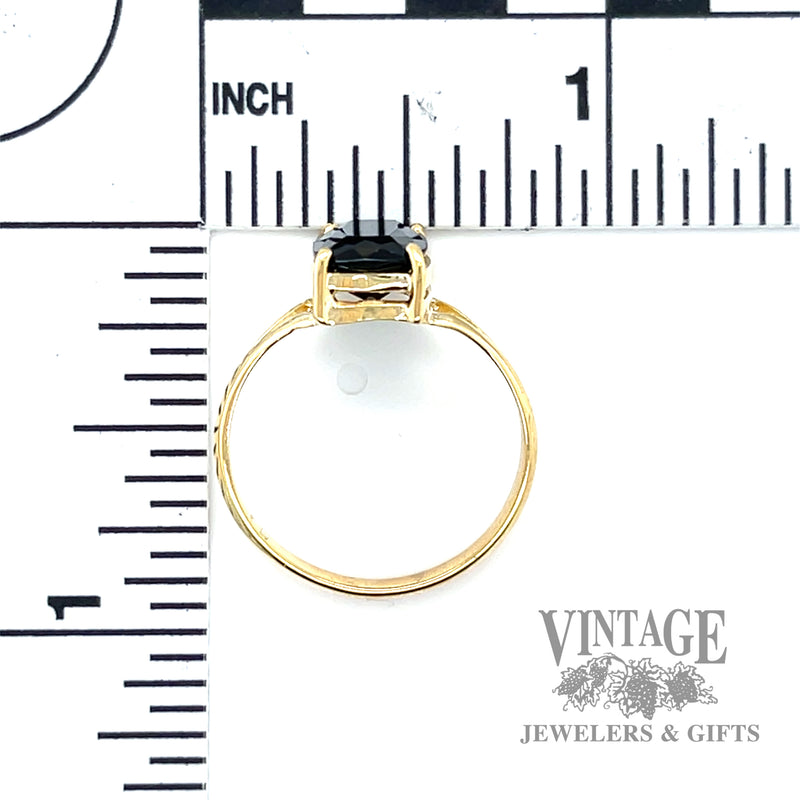 Elongated cushion shaped green tourmaline 18k gold handmade ring