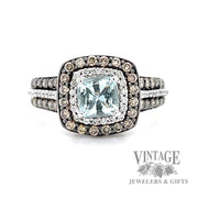 Levian aquamarine and chocolate diamond 14k white gold ring