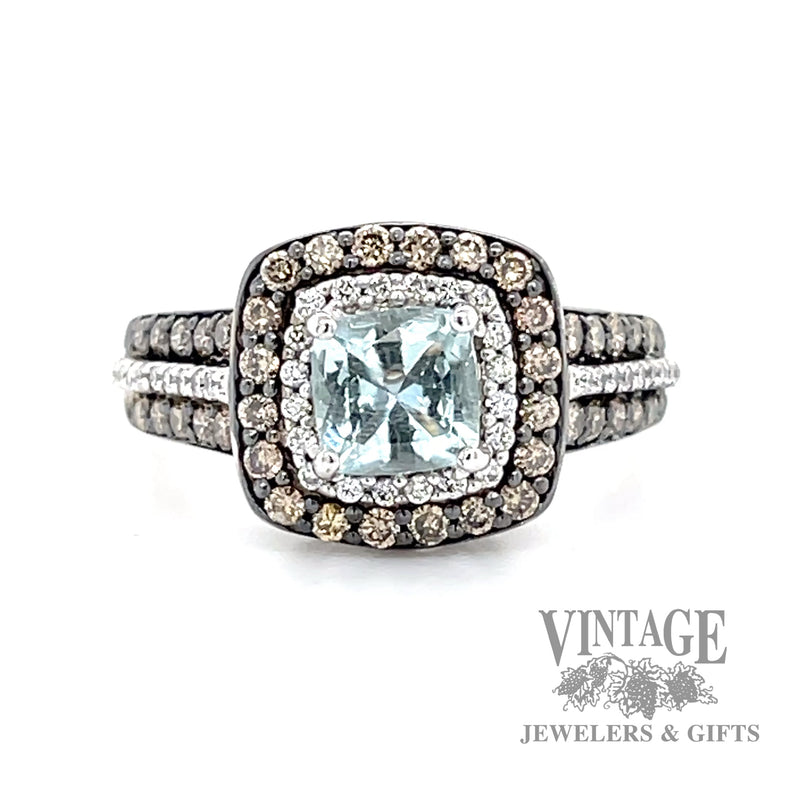 Levian aquamarine and chocolate diamond 14k white gold ring