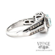 Levian aquamarine and chocolate diamond 14k white gold ring side