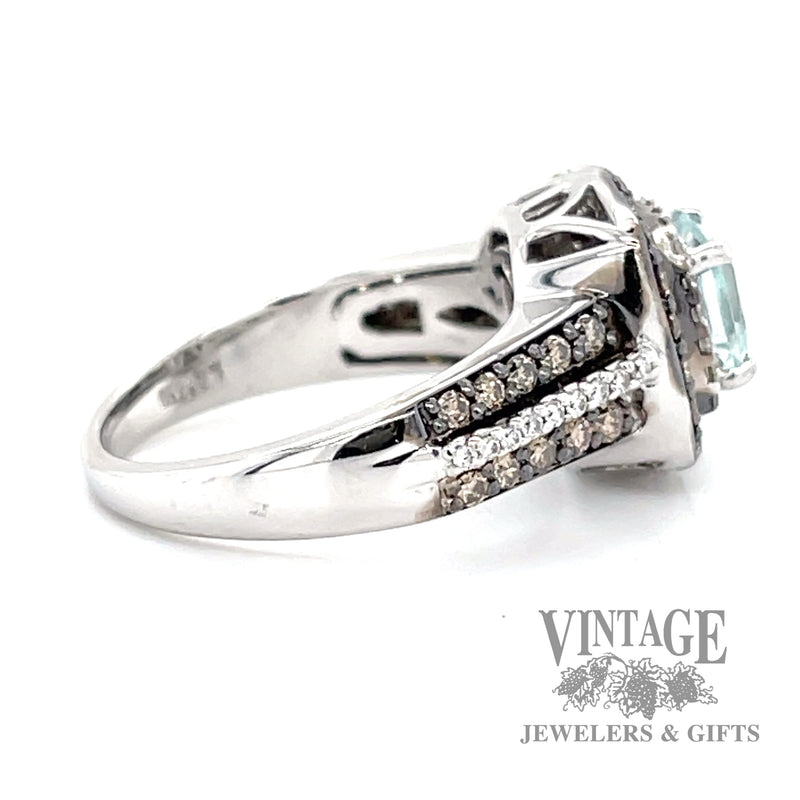 Levian aquamarine and chocolate diamond 14k white gold ring side