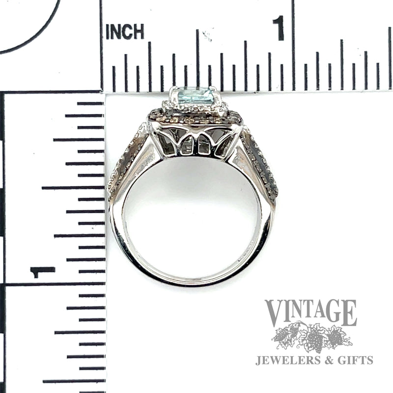 Levian aquamarine and chocolate diamond 14k white gold ring scale