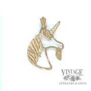 Cut-out textured unicorn 14k gold pendant