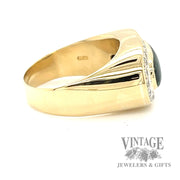 Jadeite saddle 18k gold diamond halo ring side