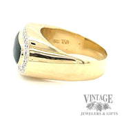 Jadeite saddle 18k gold diamond halo ring side 2