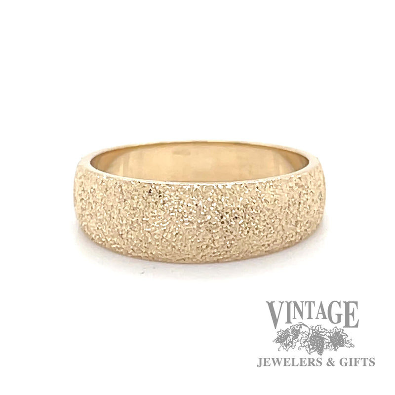 Stipple textured 14k gold tapered ring band