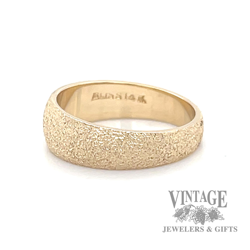 Stipple textured 14k gold tapered ring band