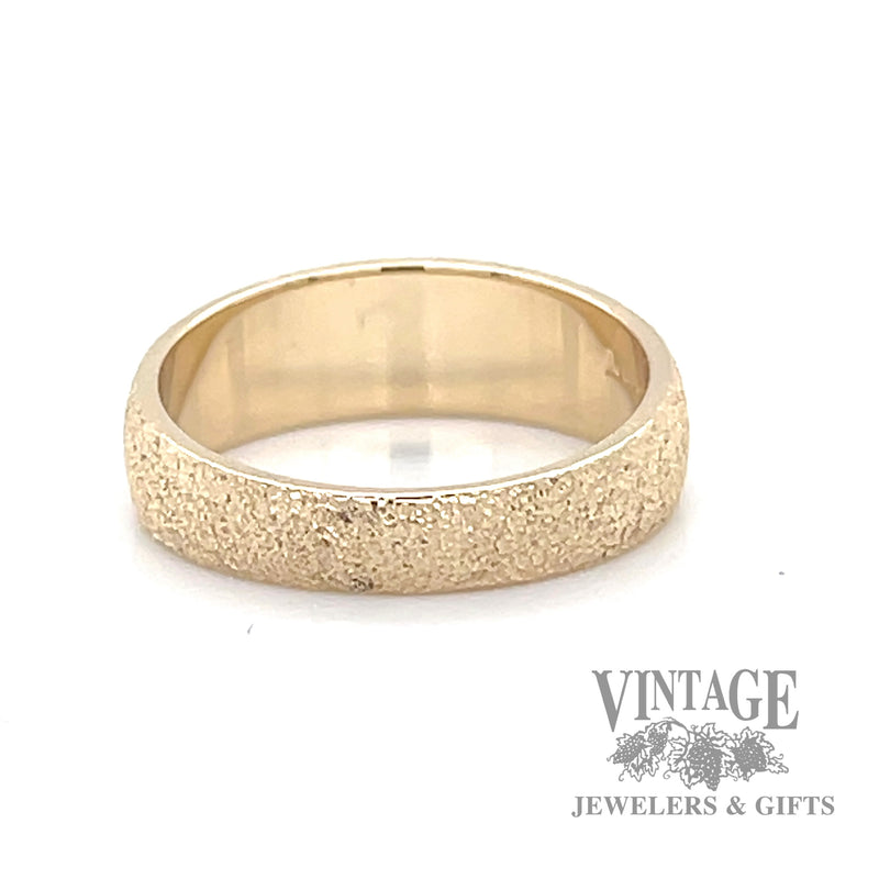 Stipple textured 14k gold tapered ring band