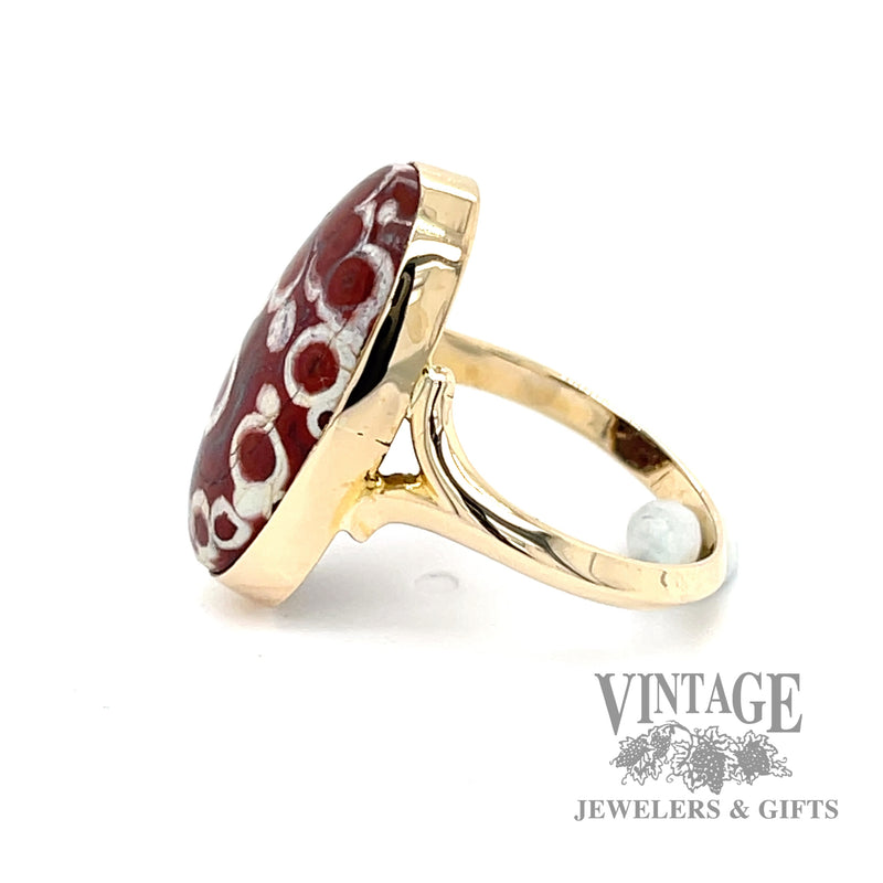 Poppy jasper 9k gold oval ring