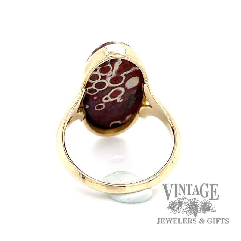 Poppy jasper 9k gold oval ring
