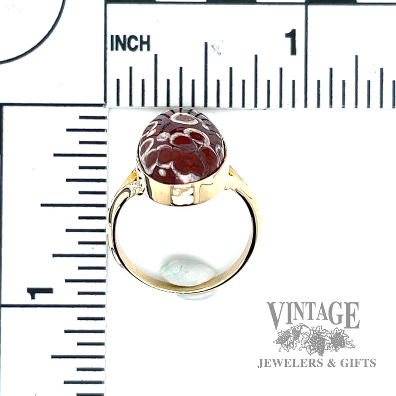 Poppy jasper 9k gold oval ring