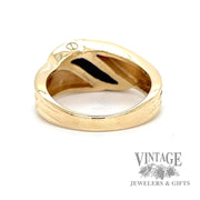 Onyx inlay fluted bypass 14k gold ring bottom